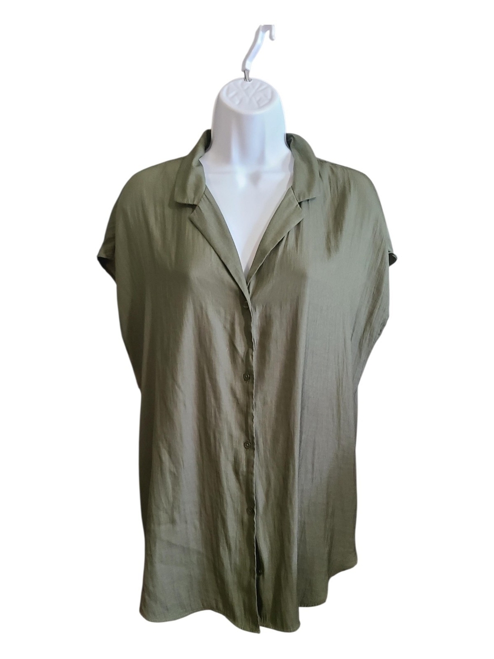 Banana Republic Olive Green Short Sleeve Button-Down Top